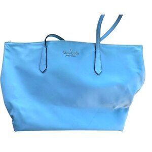 Kate Spade New York Nylon Tote Bag Sky Blue Large Zip Top Shoulder Bag